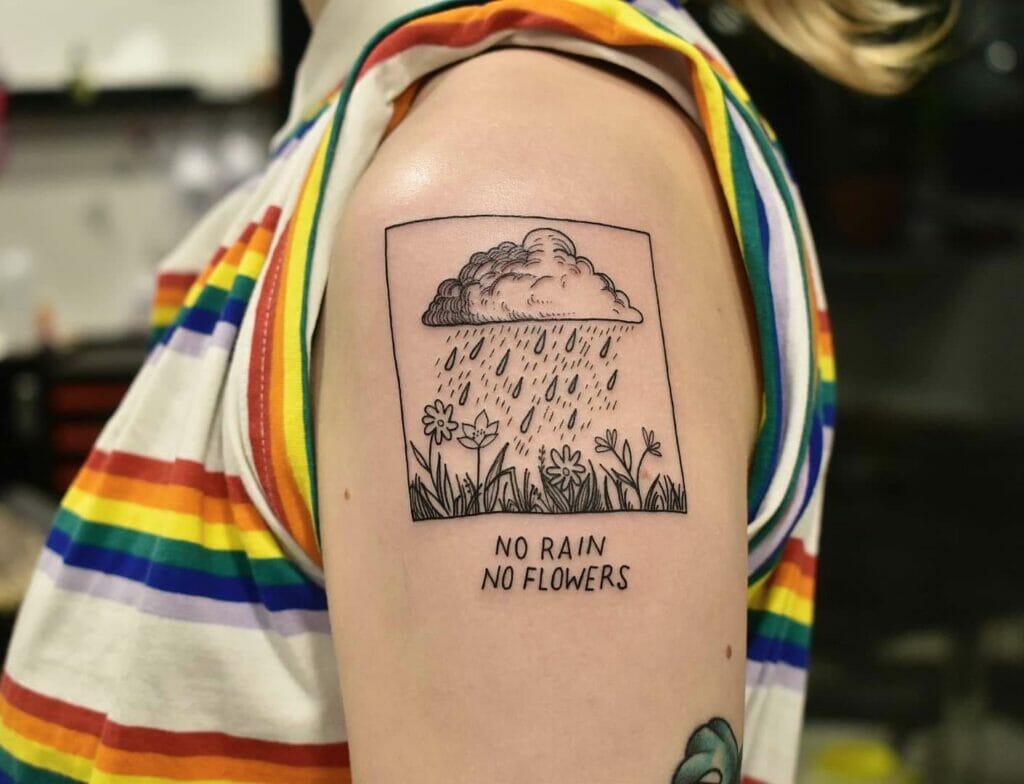 Mini Drawing No Rain No Flowers Tattoo
