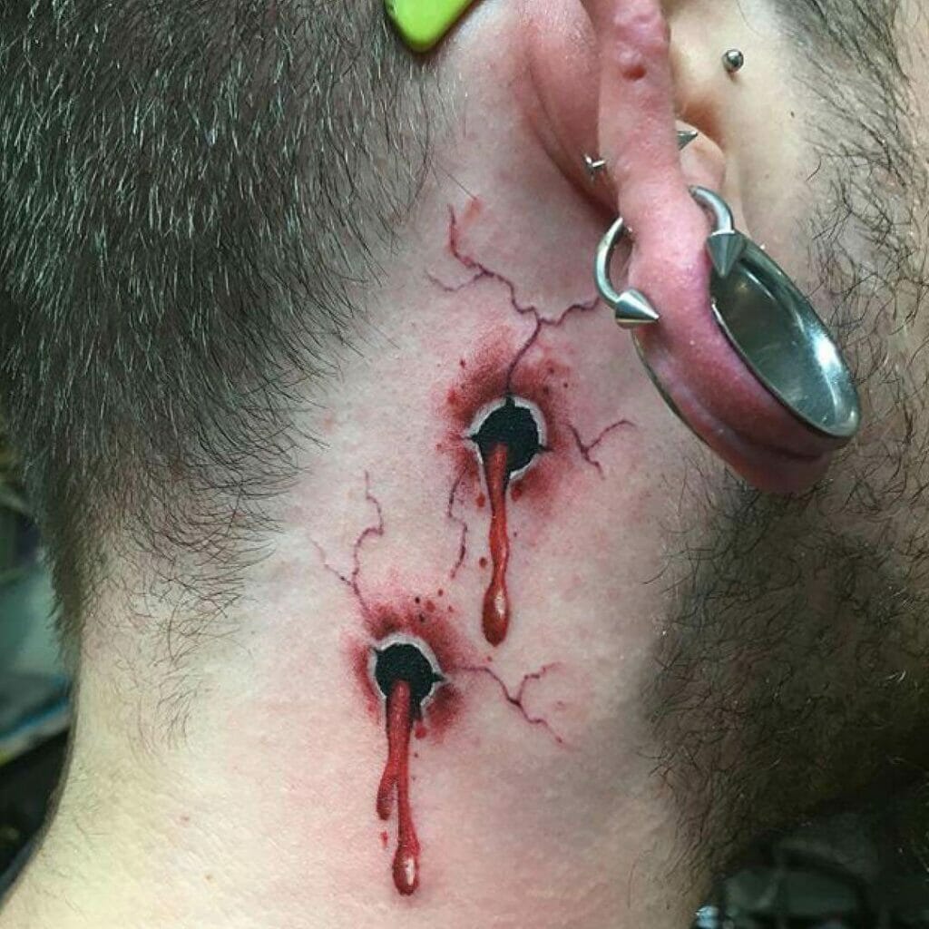 Vampire Bite With Bloody Fangs Tattoos