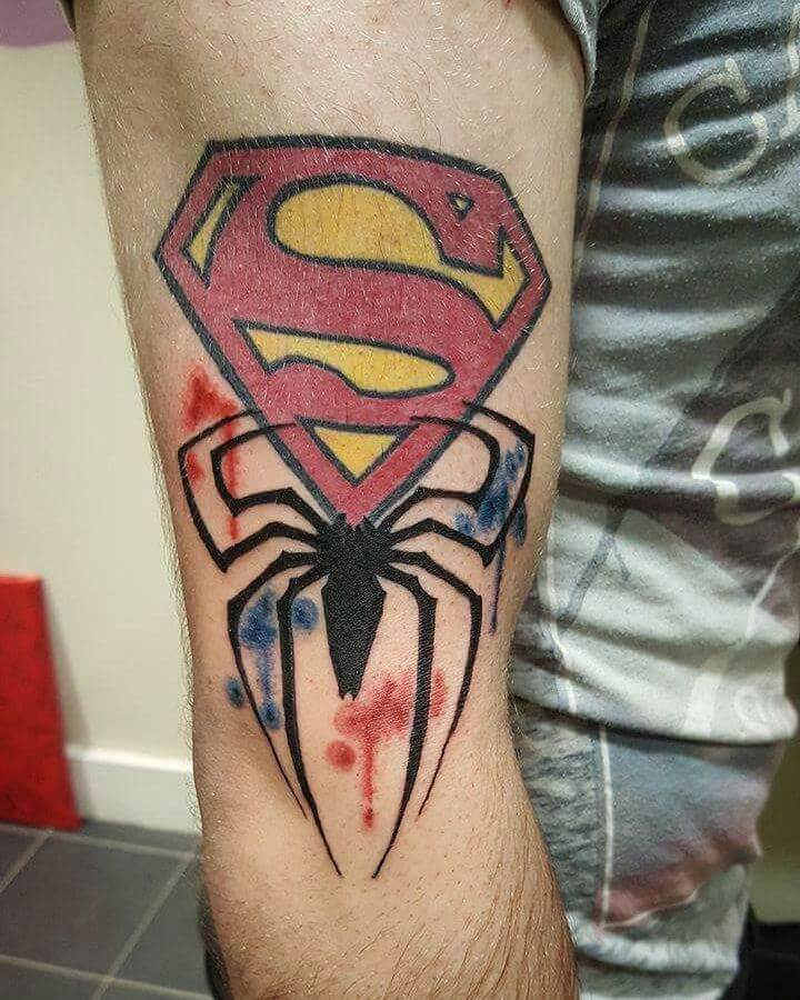 Combined Superman Spiderman Logo Tattoo