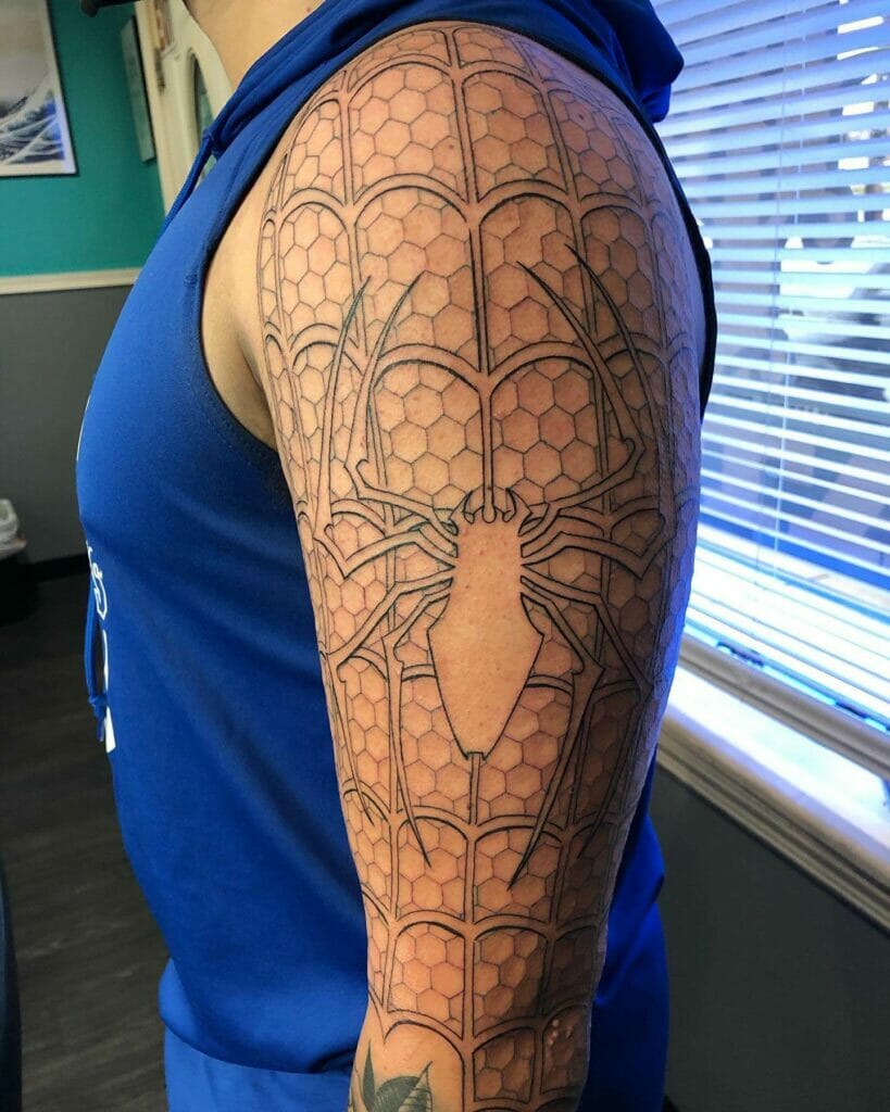 Borderline-Based Spiderman Hand Tattoo