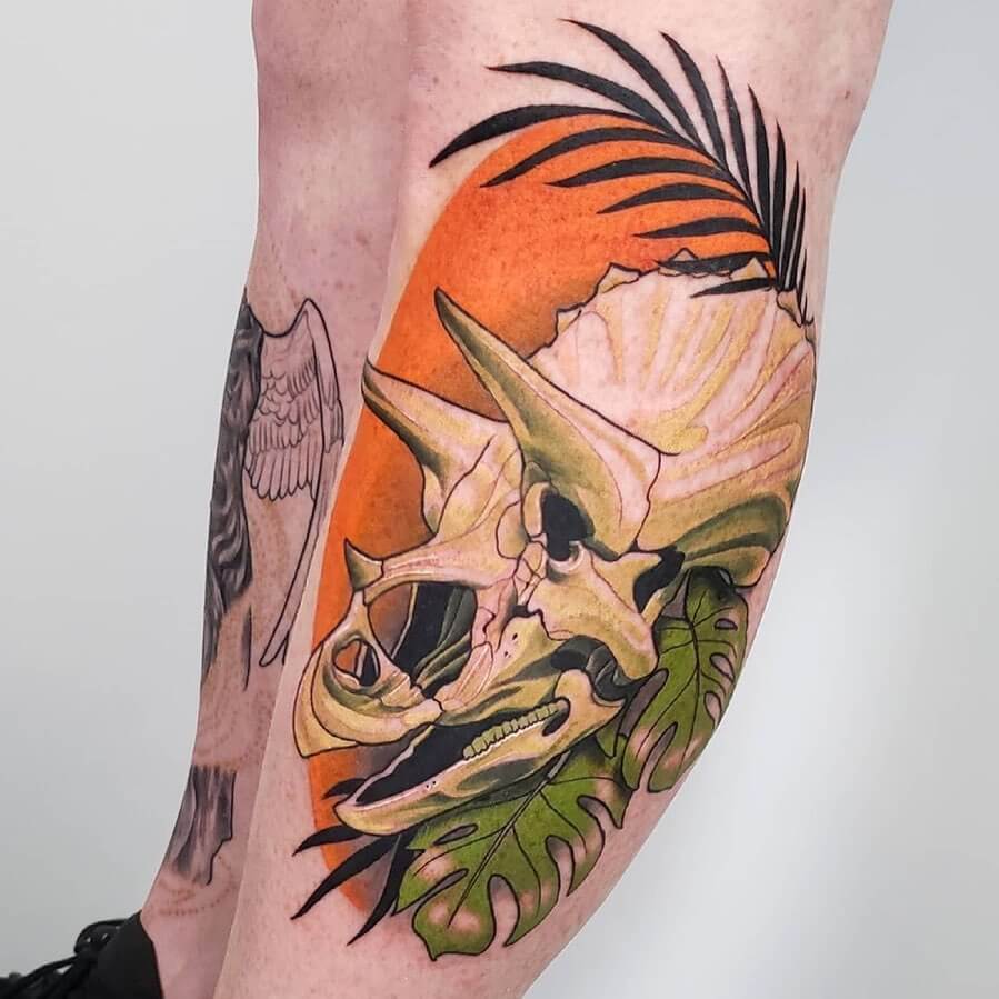 Vibrant Triceratops Tattoo