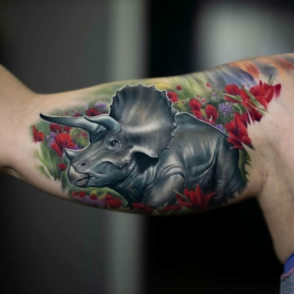 Realistic Triceratops Tattoo