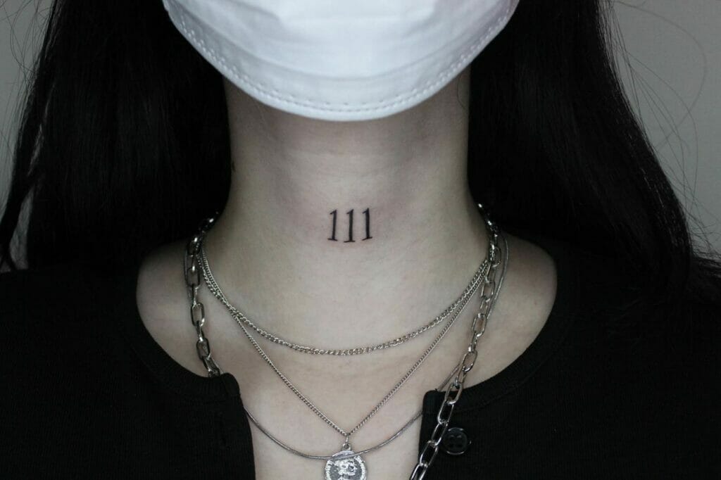 111 Tattoo On The Neck