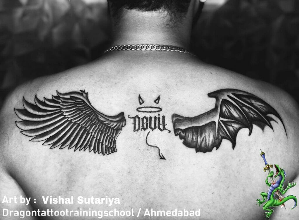 The Devil And Angel Wings Tattoo