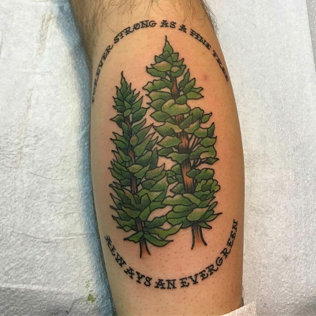 Colorful Evergreen Trees Tattoo
