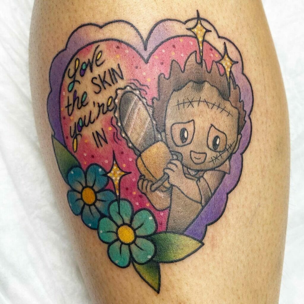 Baby Leatherface In Heart Symbol Tattoo
