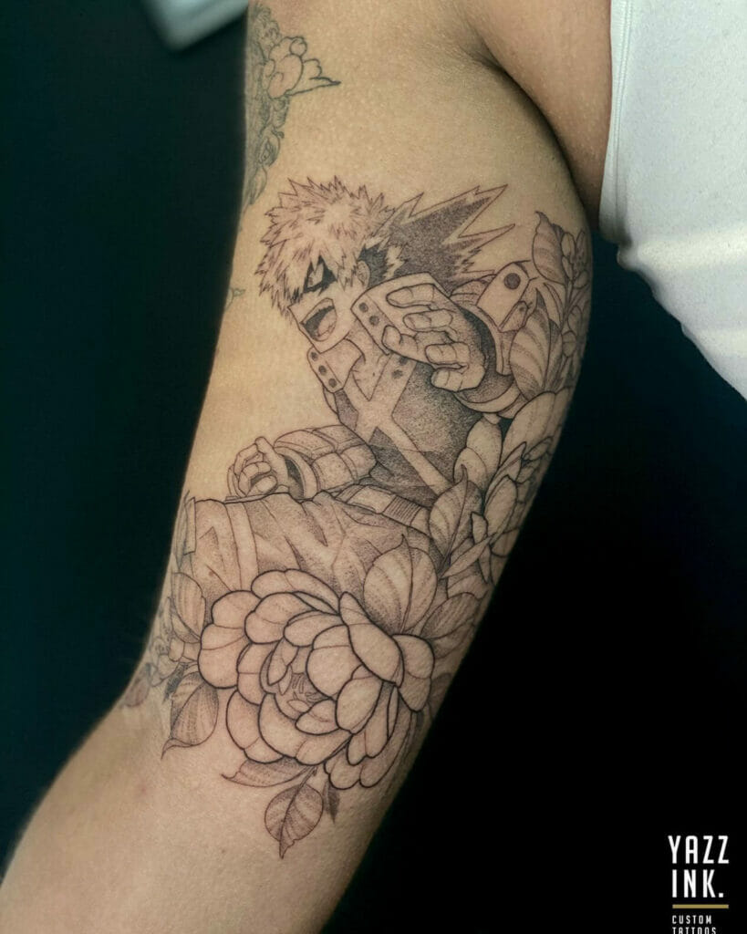 Flower And Bakugou Tattoo Simple