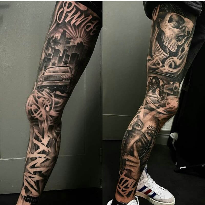 Amazing Mexican Culture Inspired Gangster Tattoo
