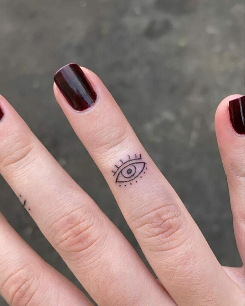 Evil Eye Ring Finger Tattoos For Women Cover-Up