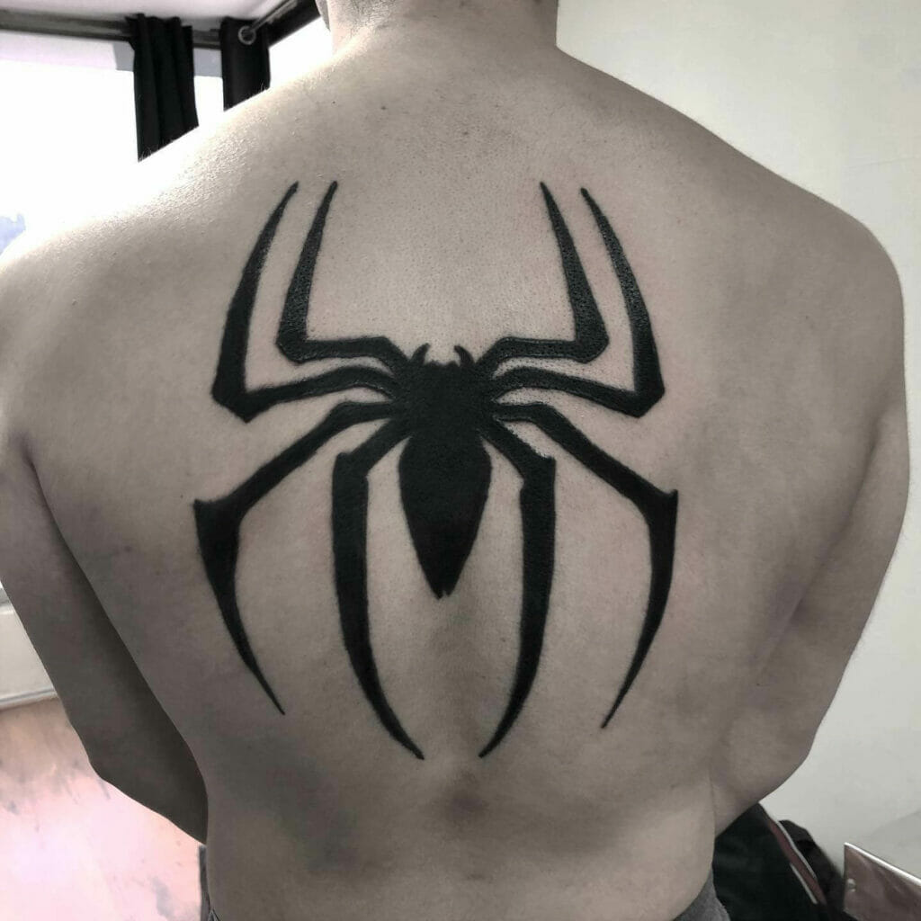 Ultra Large All Black Ink Spider-Man Tattoo Logo