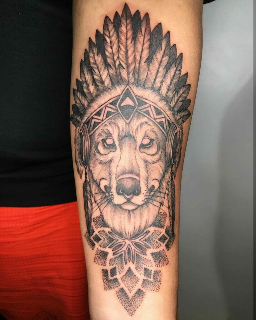 Native American Wolf Mandala Tattoo