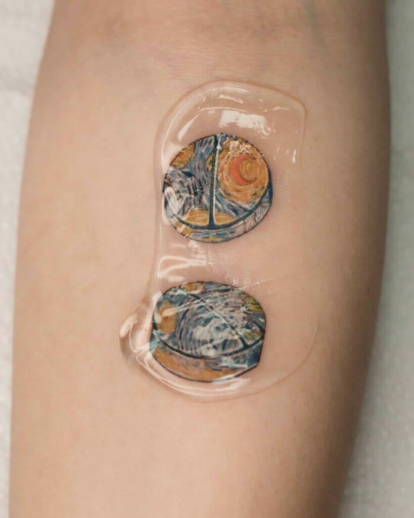 Van Gogh Starry Night Pill Tattoo