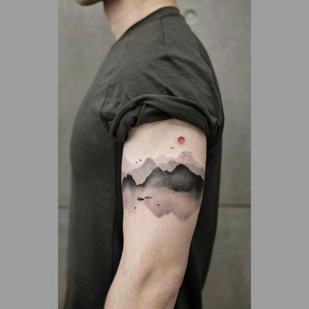 Landscape Tattoo With Brush Shading Technique
