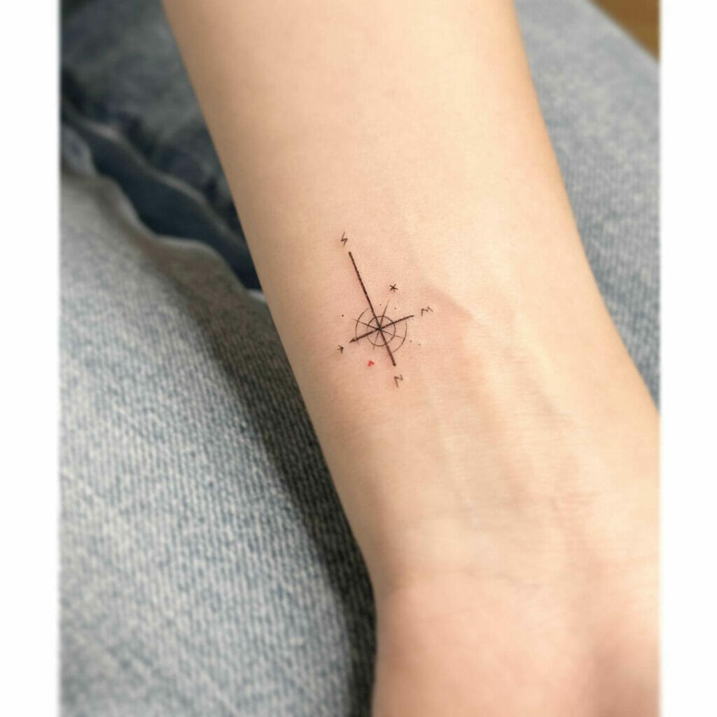 Directional Arrow Wrist Cross Tattoo