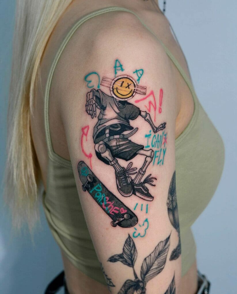 The Skateboard Tattoo Made On The Account Of Skaters
