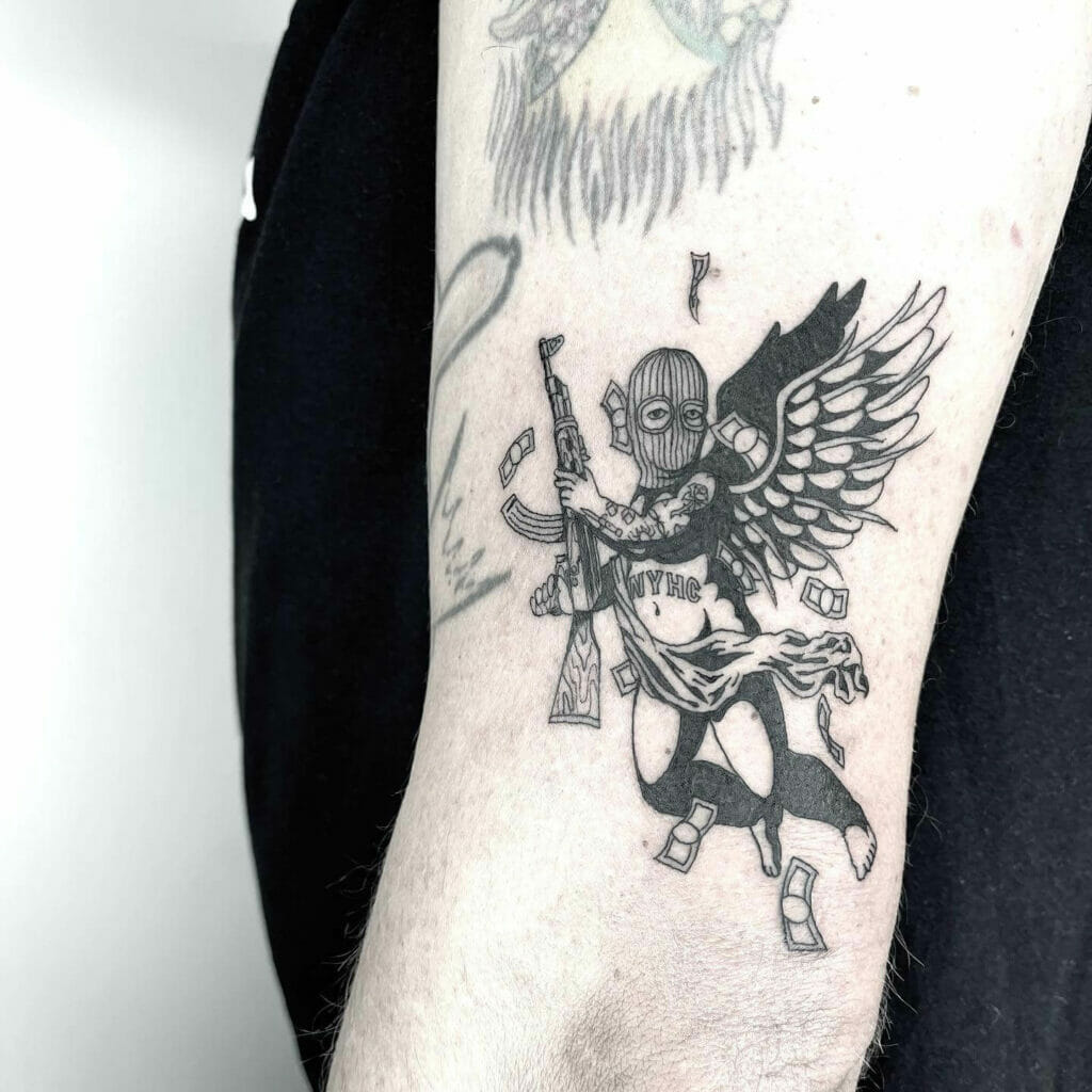 Badass Angel AK 47 Tattoo