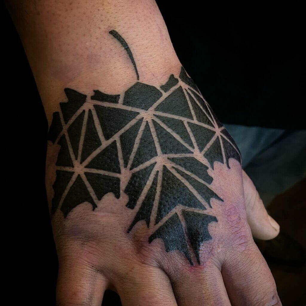 Large Geometrical Maple Leaf Tattoo