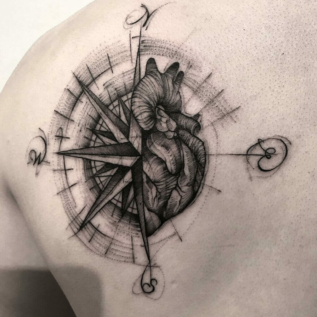 The Human Heart And The Compass Tattoo For The Heart-Locators