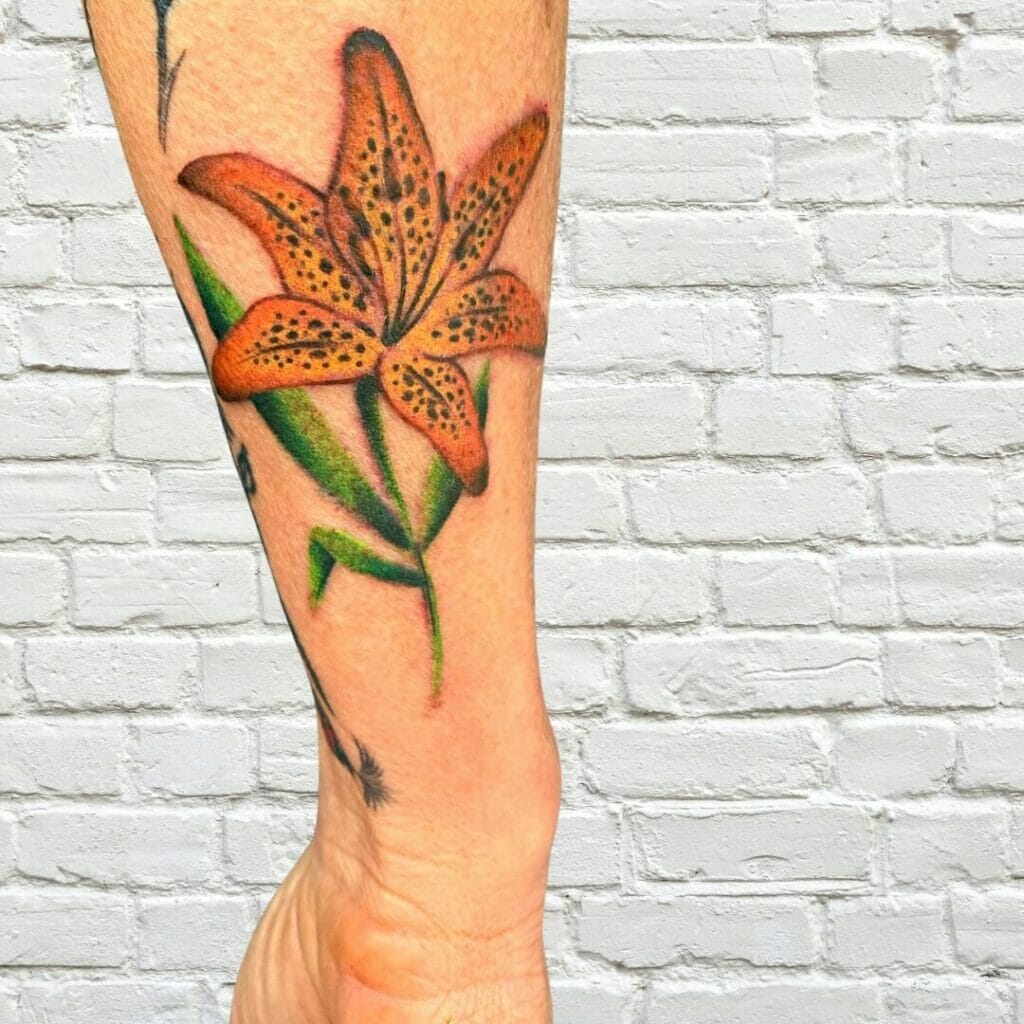 Simple Watercolour Tiger Lily Tattoo