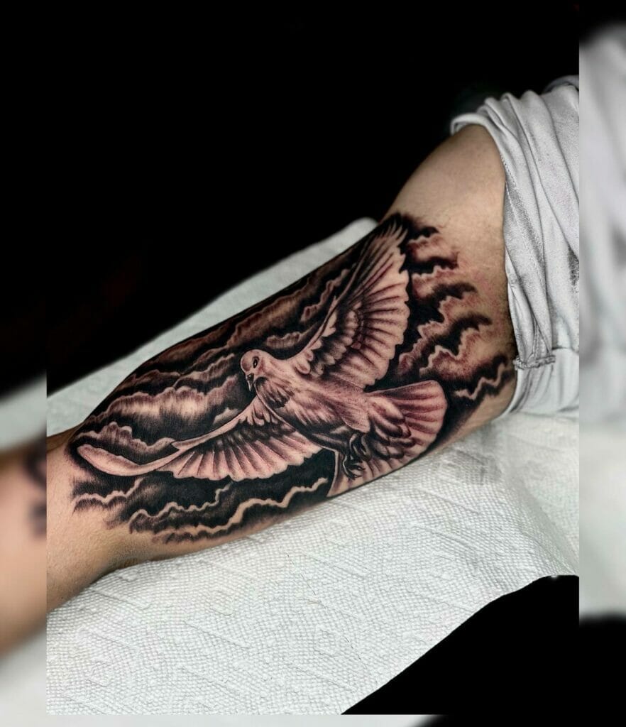 Amazing Cloud and Flying Dove Tattoo Ideas