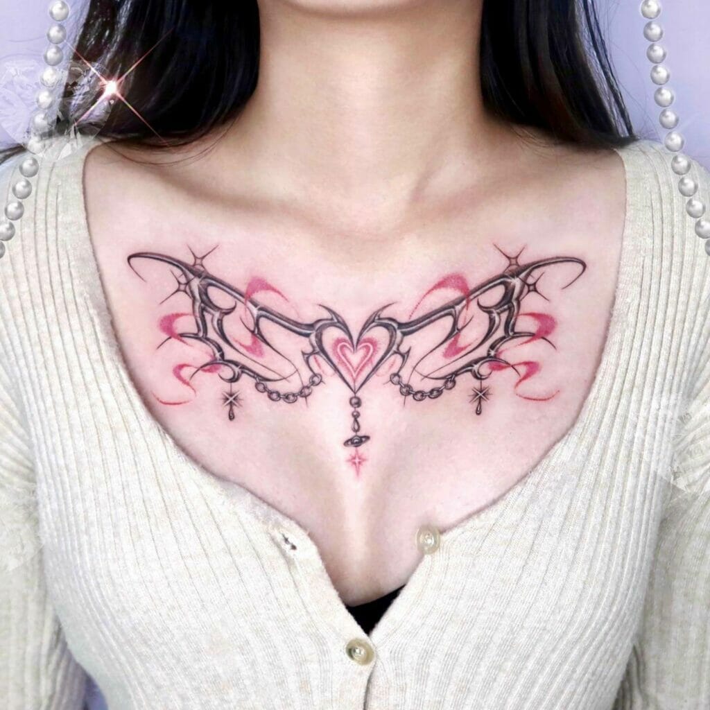 Beautiful Tribal Winged Heart Tattoos