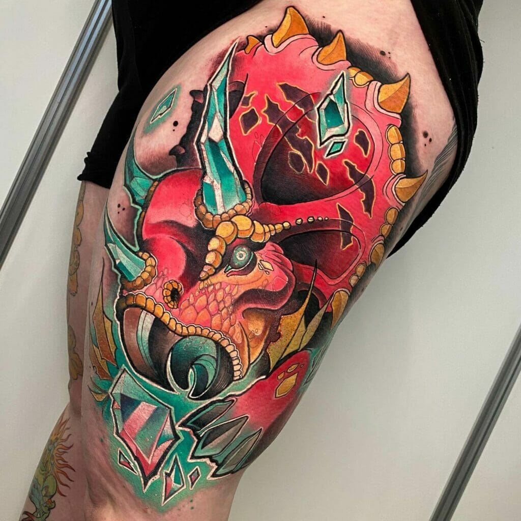 Crystal Triceratops Tattoo