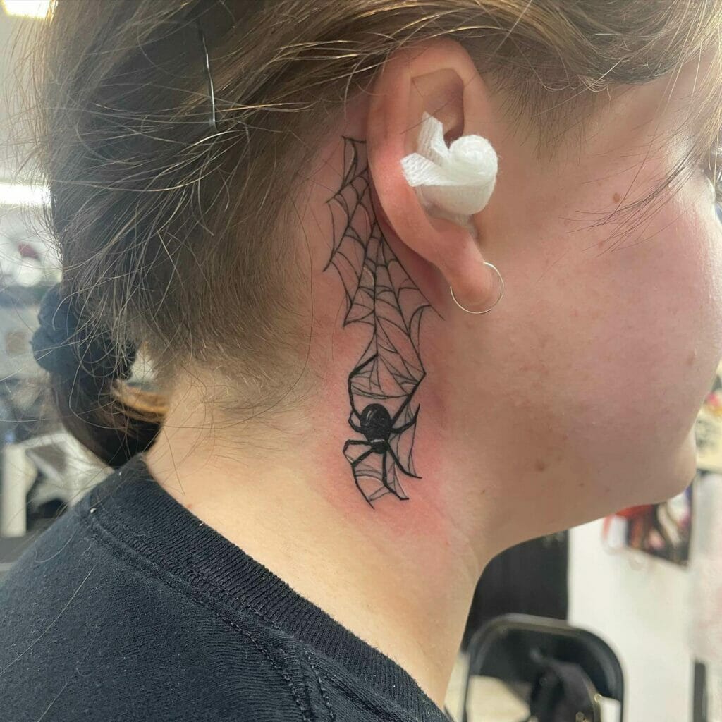 Descending Spider Web Tattoo Design