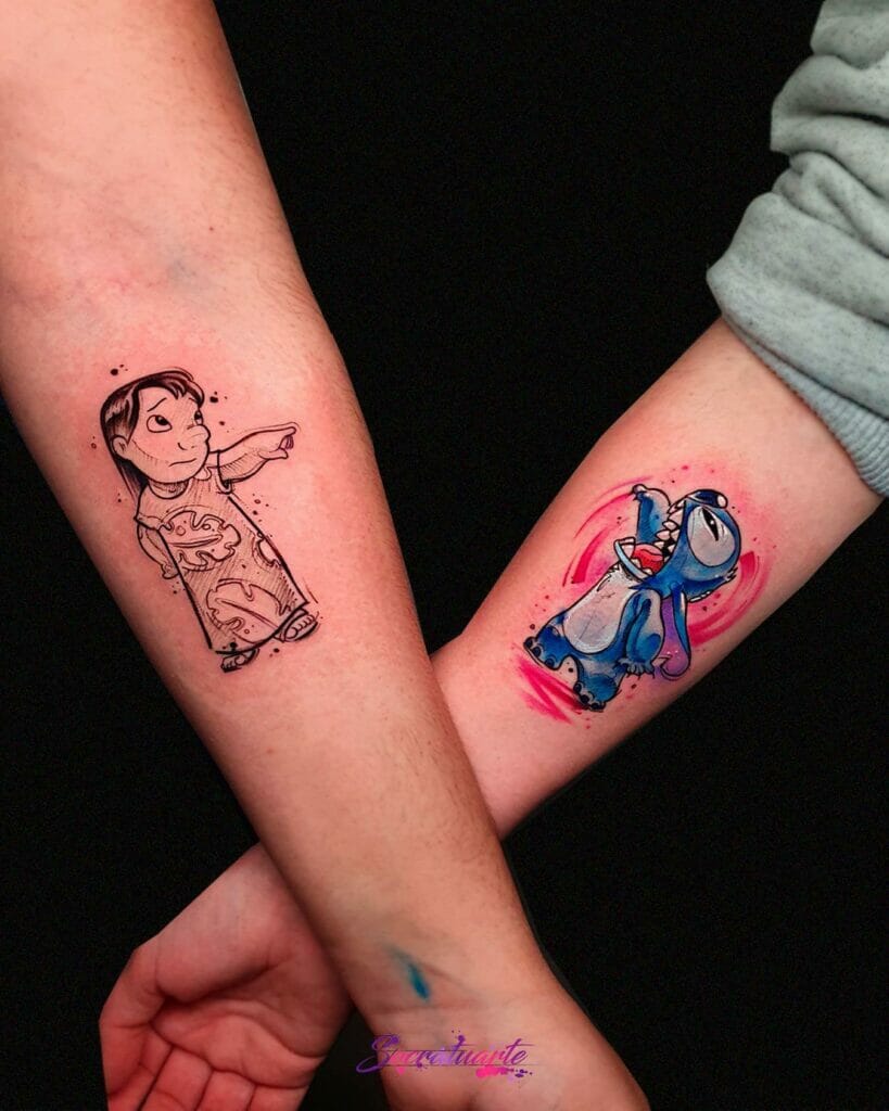 Lilo And Stitch Tattoo For Two Hands
