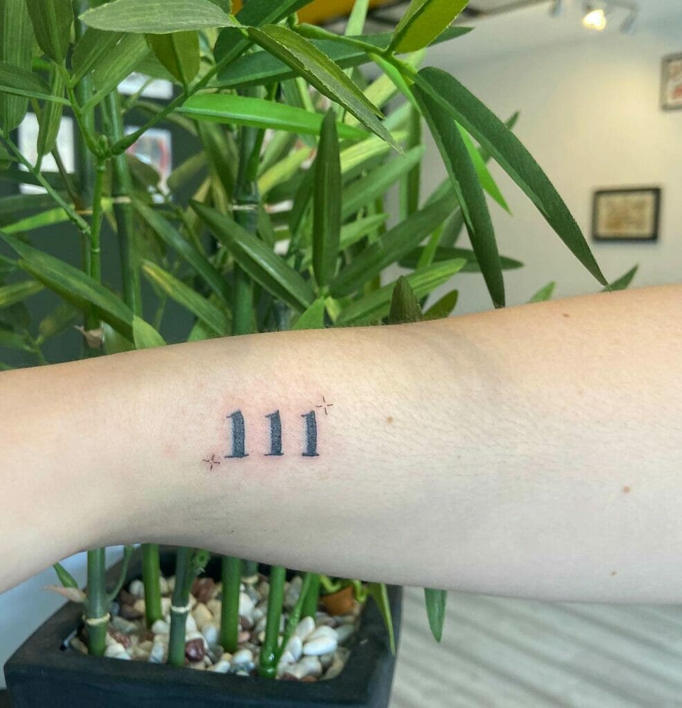 111 Tattoo With Sparkle
