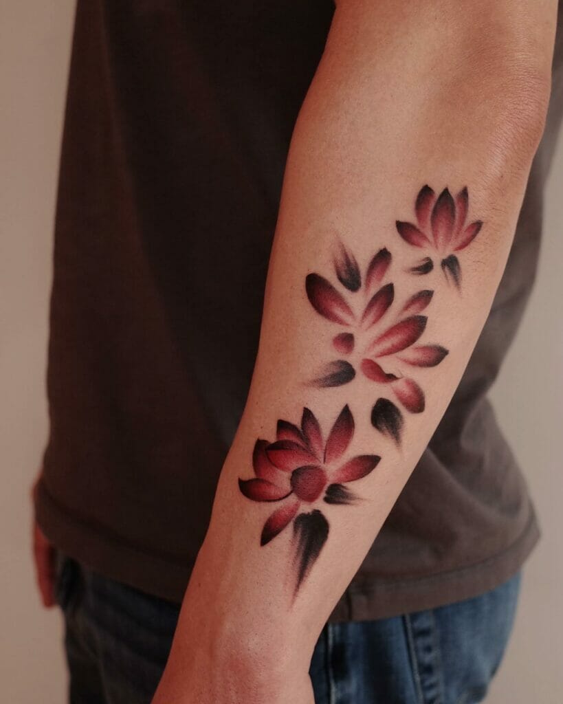 Brush Pink Lotus Flower Tattoo