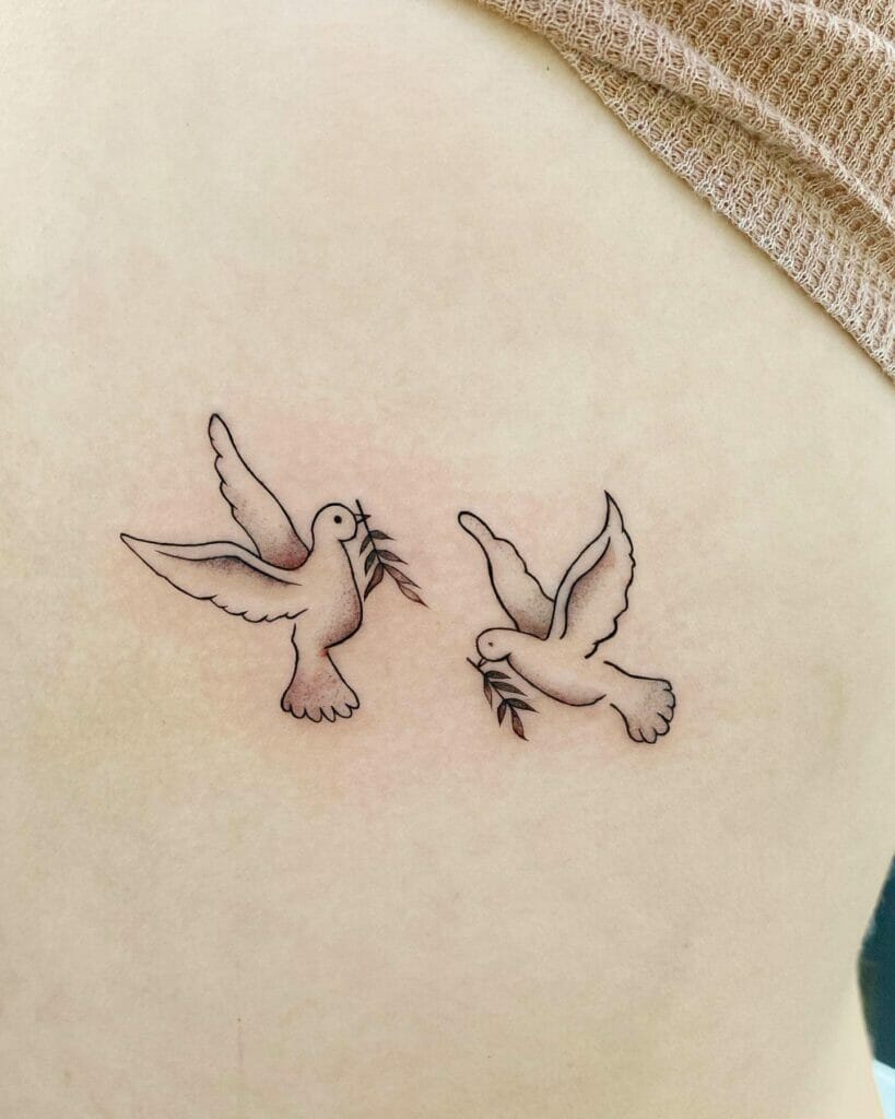 Two Dove Tattoos With Shade