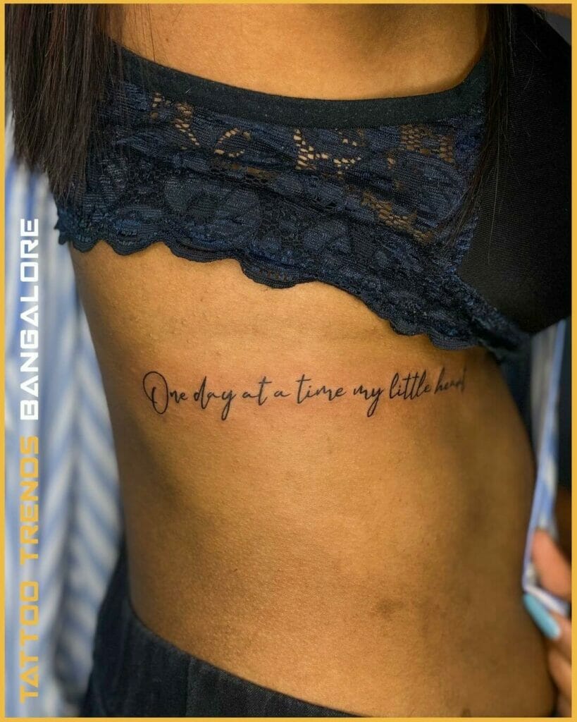 Ribcage Girly Font Tattoo