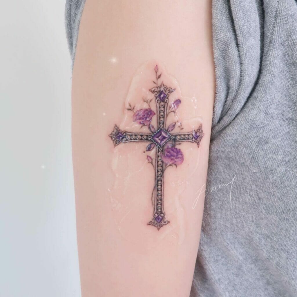 The Cross X Purple Rose Tattoo