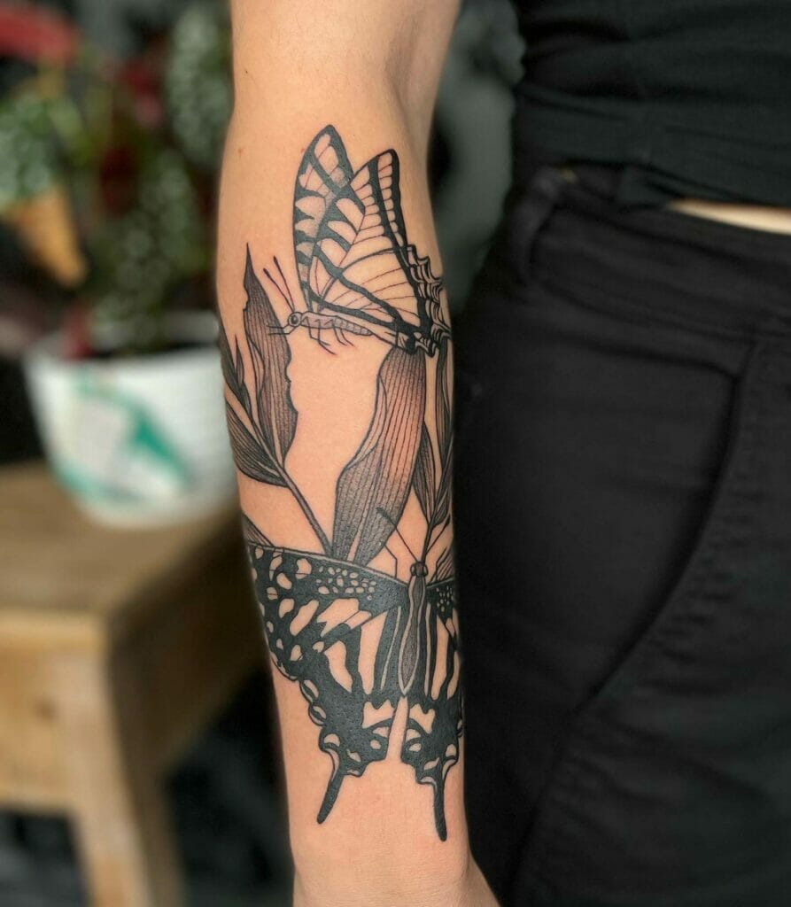 Swallowtail Butterfly Sleeve Tattoo