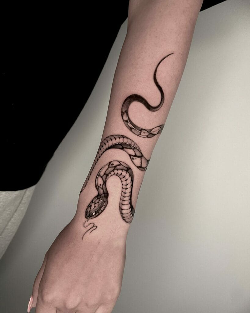 Amazing Black and White Snake Tattoos