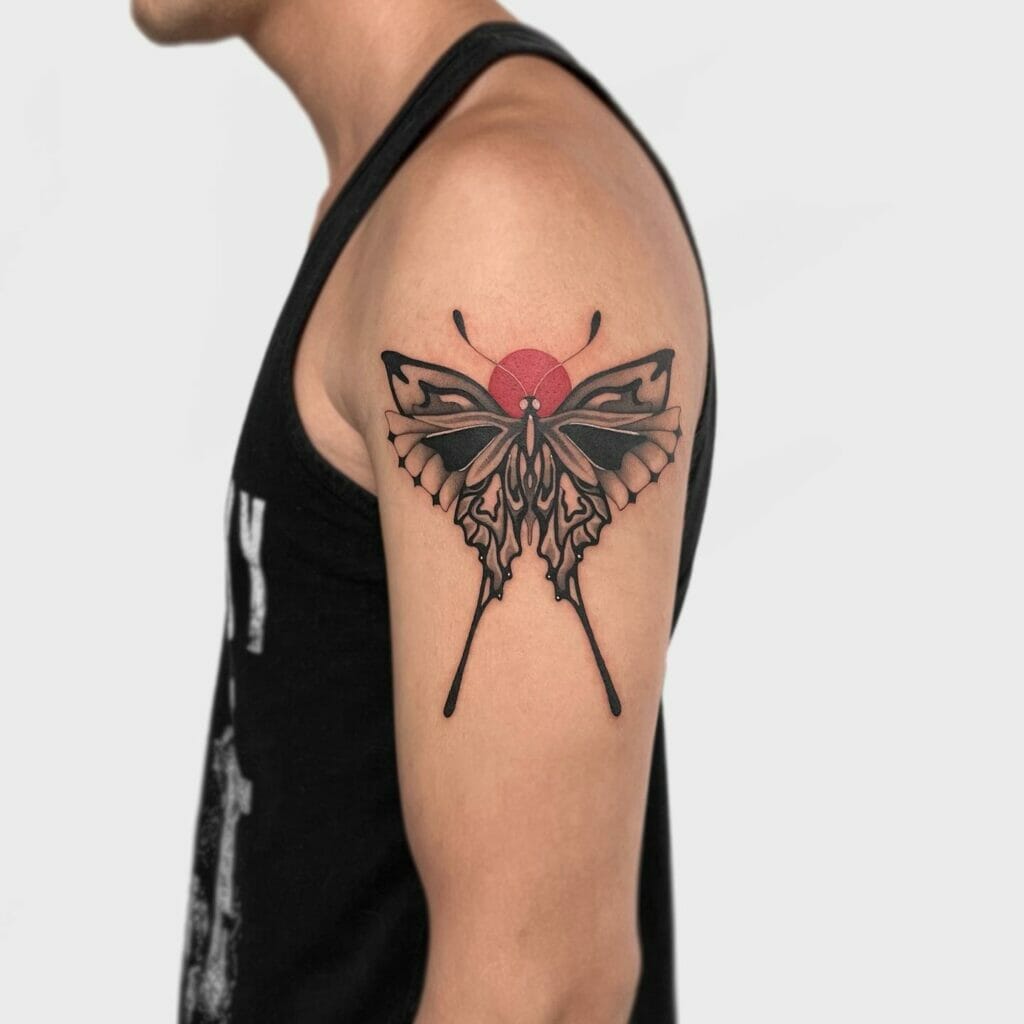 Upper Arm Sleeve Black Butterfly Tattoo Flash