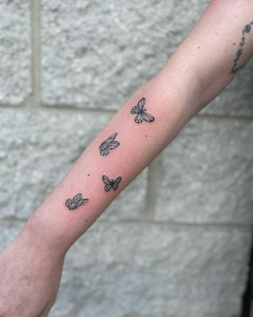 Multiple Butterfly Sleeve Tattoo