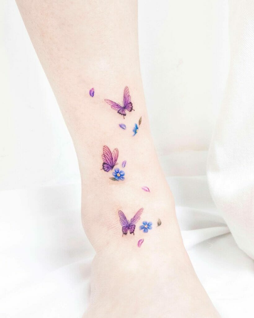 Minimalistic Ankle Butterfly Tattoo