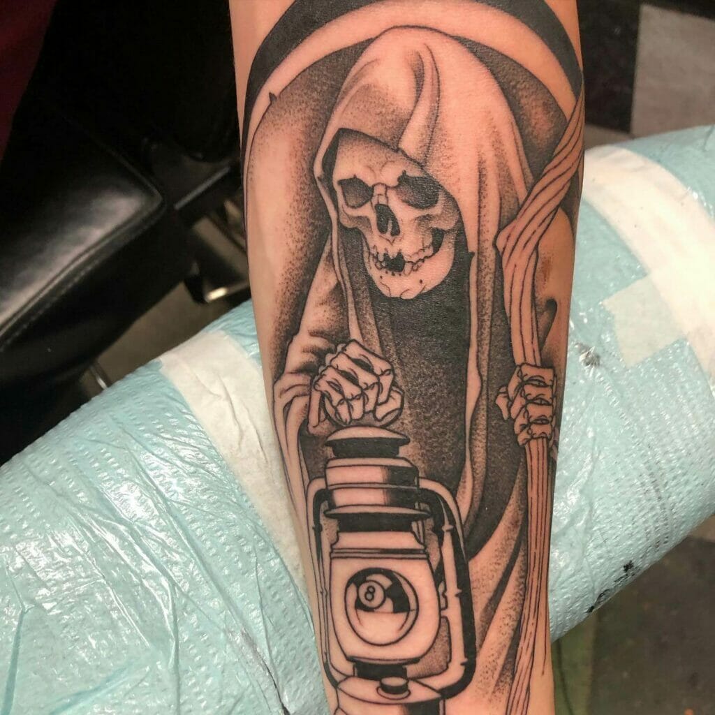 Grim Reaper With Gun Tattoo
