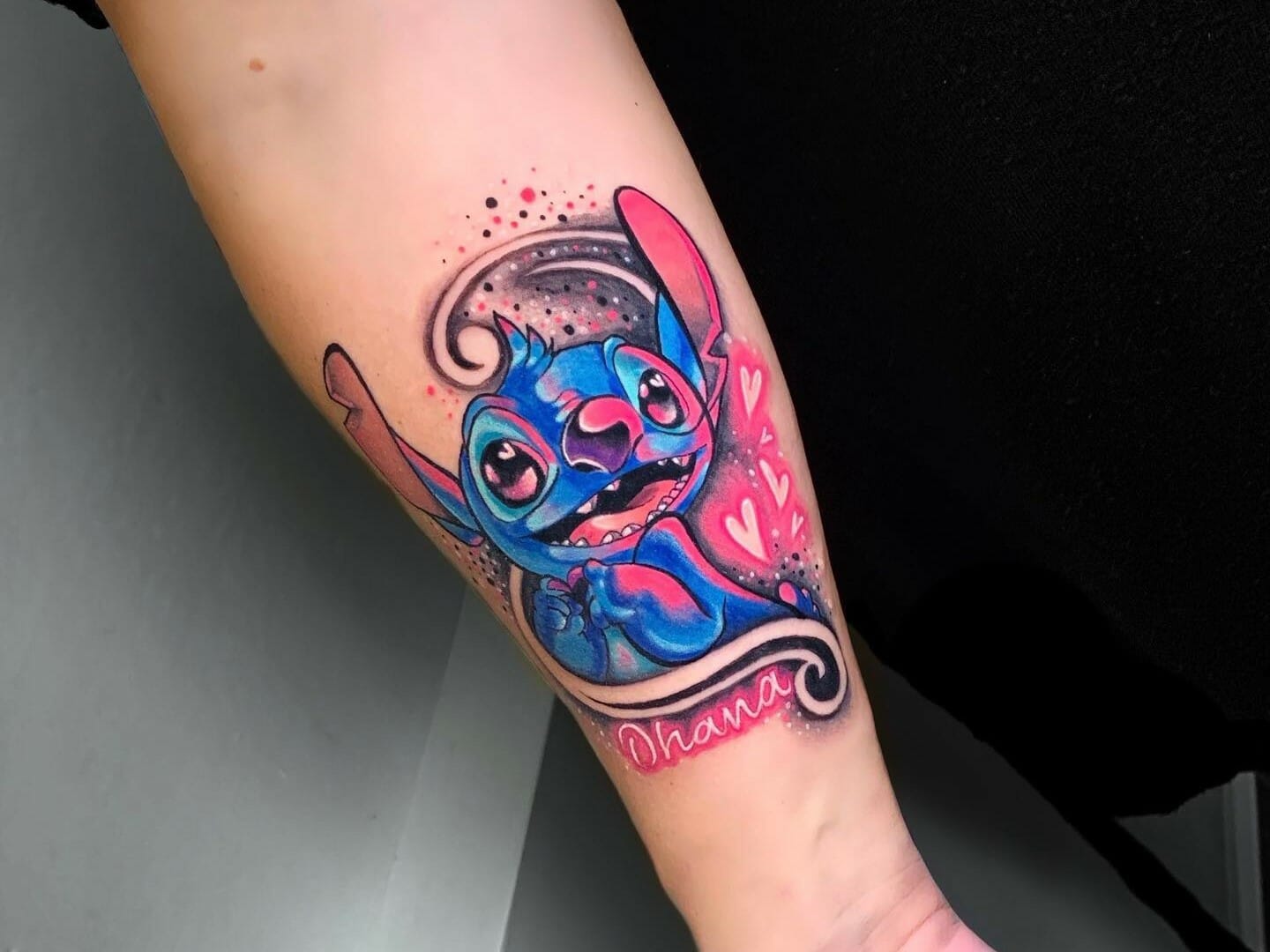 Stitch tattoo on the inner forearm