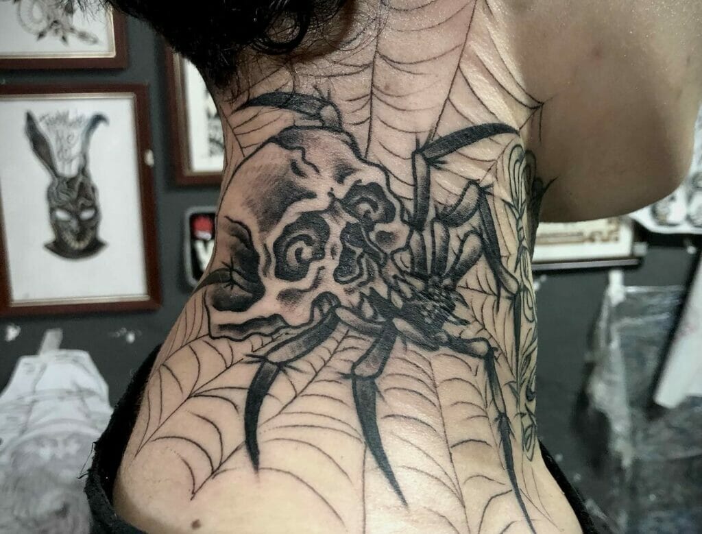 Spider Web Neck Tattoo