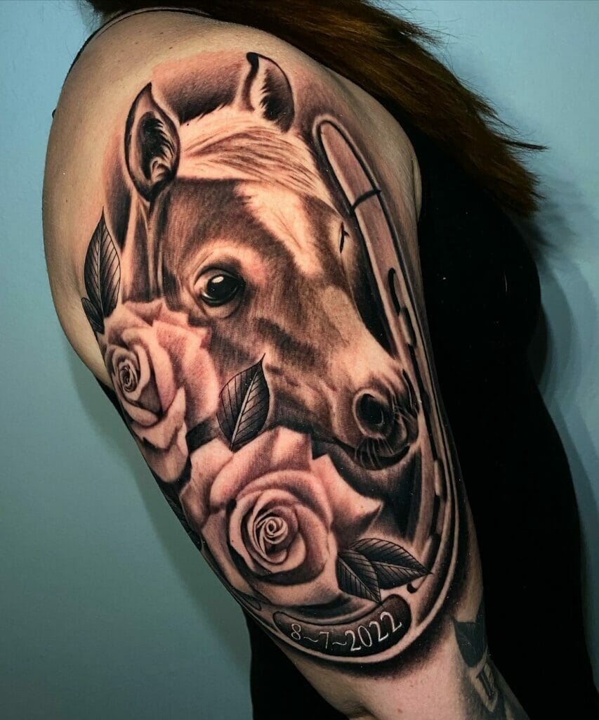 Horse And Mare Face War Horse Tattoo Design
