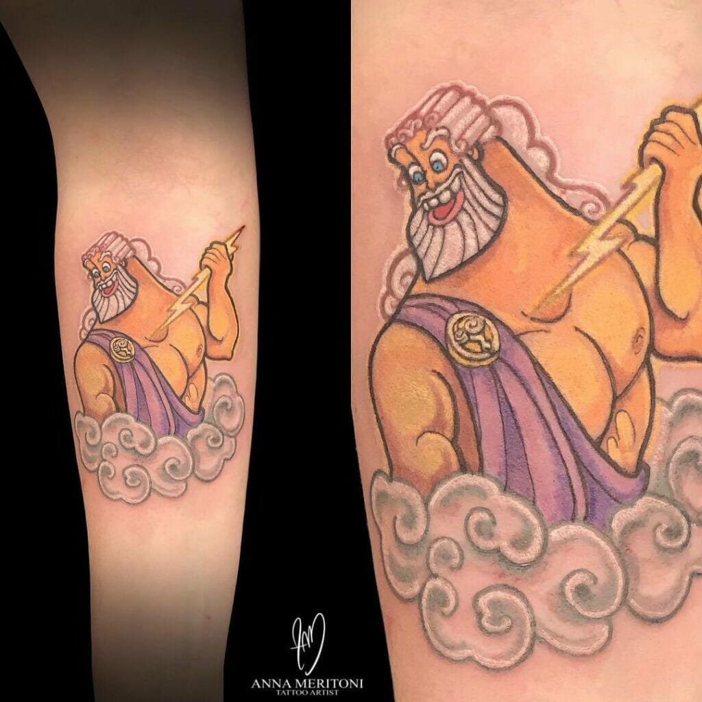 Toon Zeus In Colour Design Tattoo