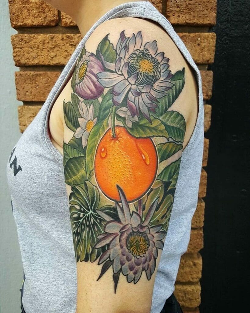 Orange Design For Upper Arm Tattoo