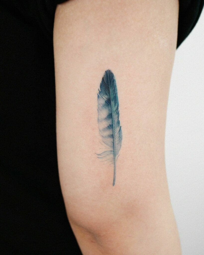 3D Forearm Feather Tattoo