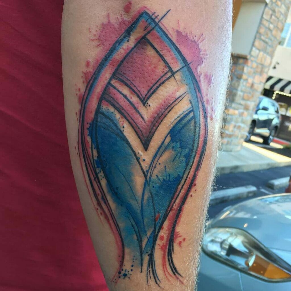 Colorful Braves Feather Tattoo