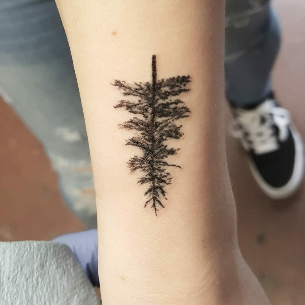 Inverted Evergreen Tree Tattoo