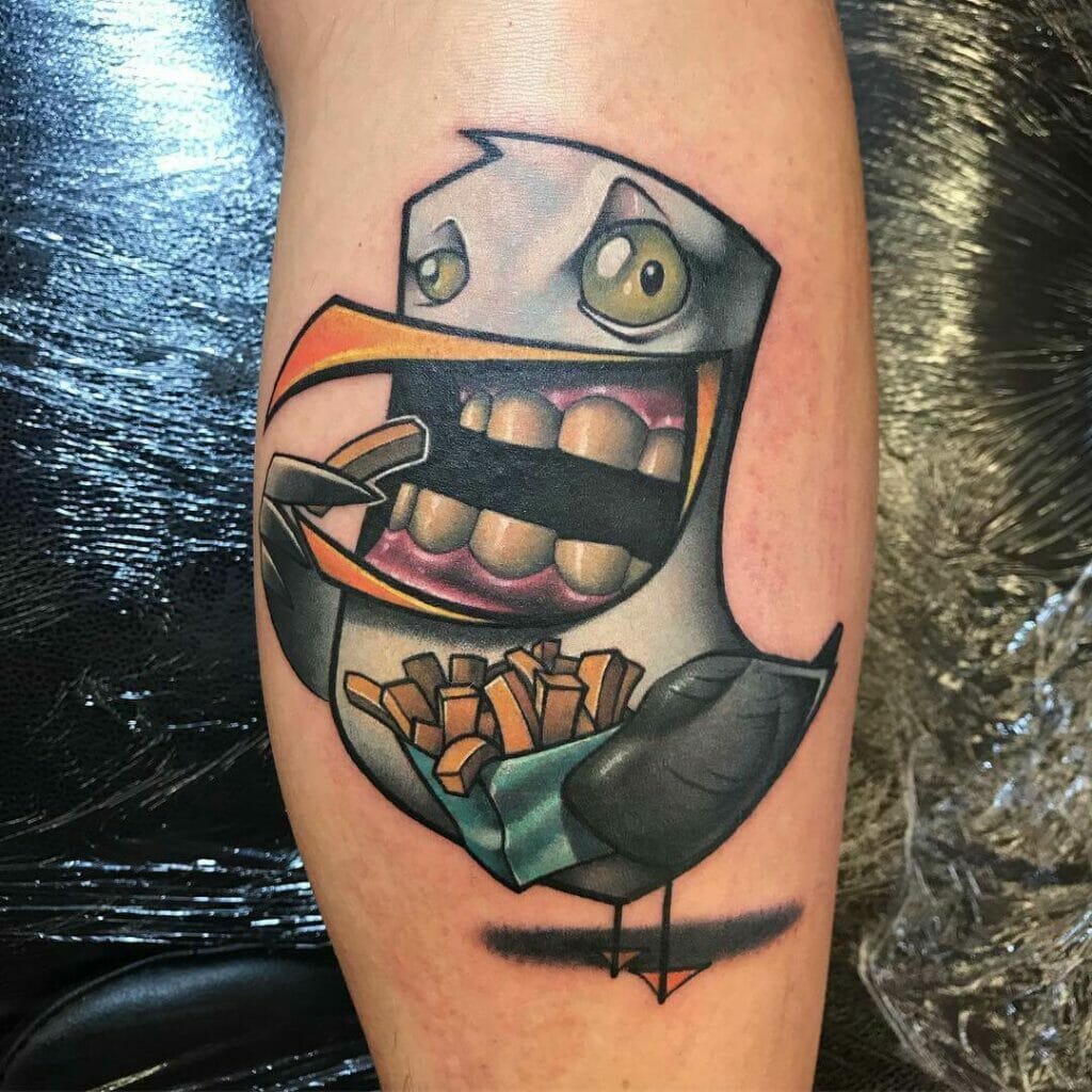 Seagull With Stolen Chips Tattoo