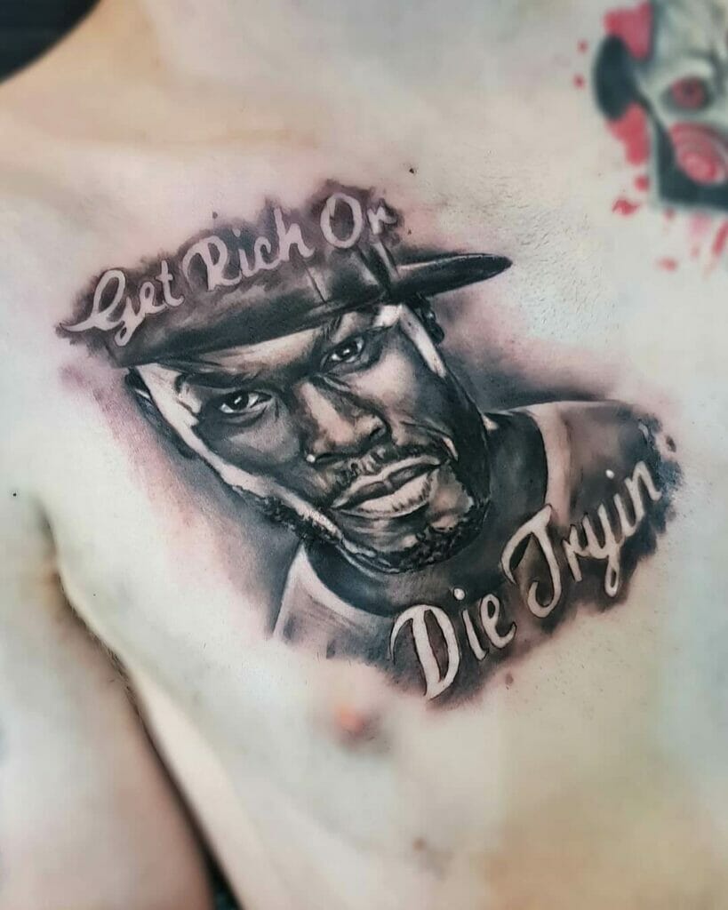 50 Cent Get Rich Or Die Tryin Tattoo On Chest