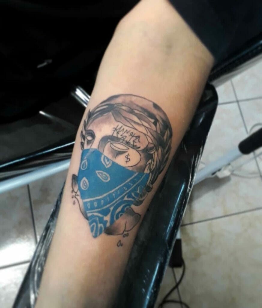 Blue Bandana Woman Tattoo